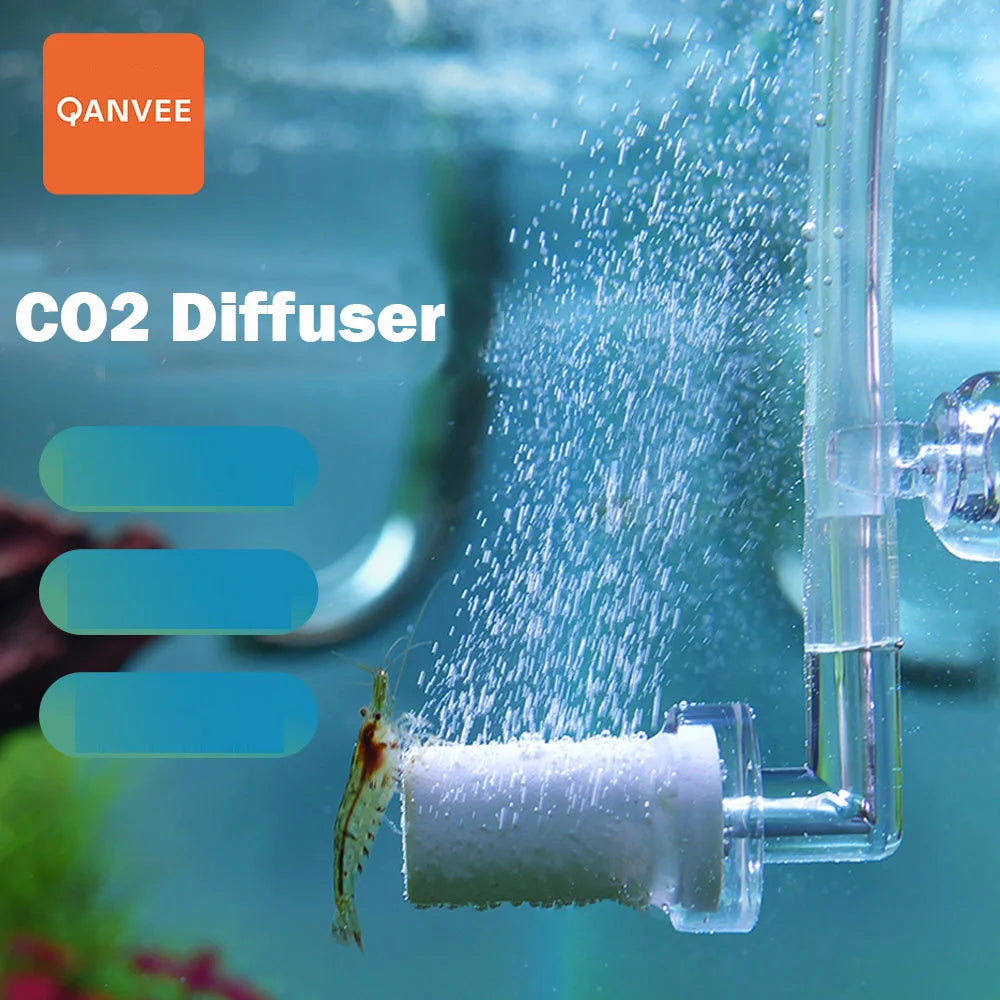 QANVEE CO2 Diffuser Mini Atomizer For Aquascape Aquarium Accessories Carbon Dioxide Cylinder Fish Tank Evaporator Sprayer Plant Qme