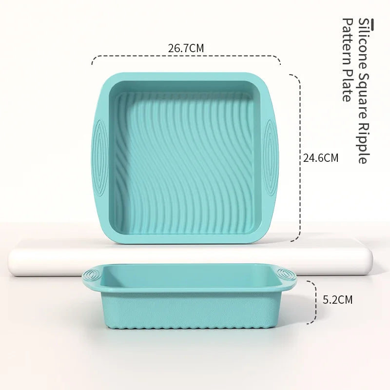 Non-Stick Silicone Fluted Tube Cake Pan 3D Shape Baking Mold DIY Kitchen Bakeware Tools for Pastry & Cake Decorating Qme Square