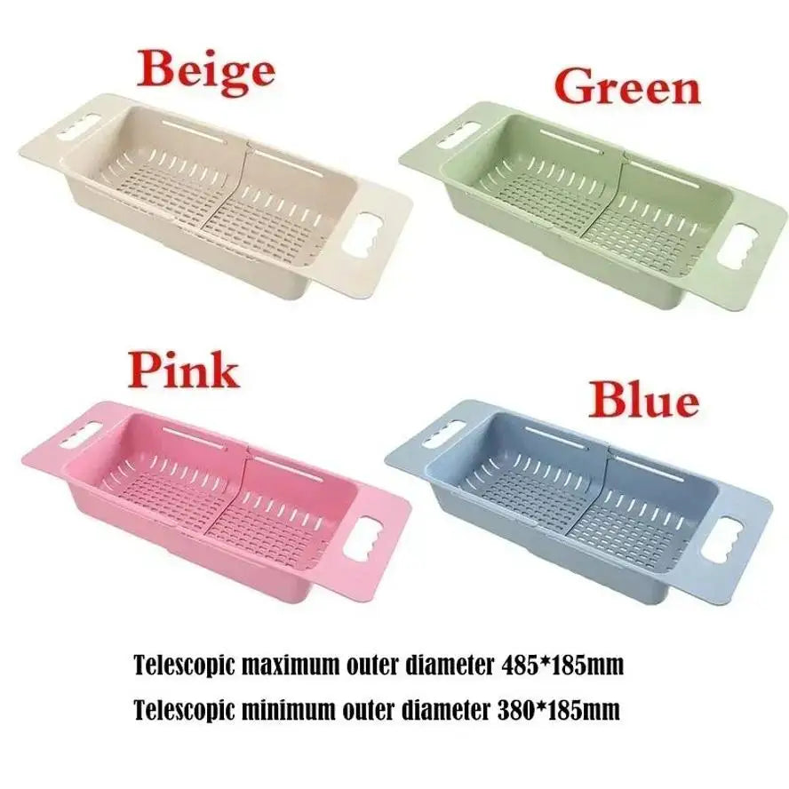 Adjustable Dish Drainer Sink Drain Basket Washing Vegetable Fruit Plastic Drying Rack Kitchen Accessories Storage Organizer Tool Qme