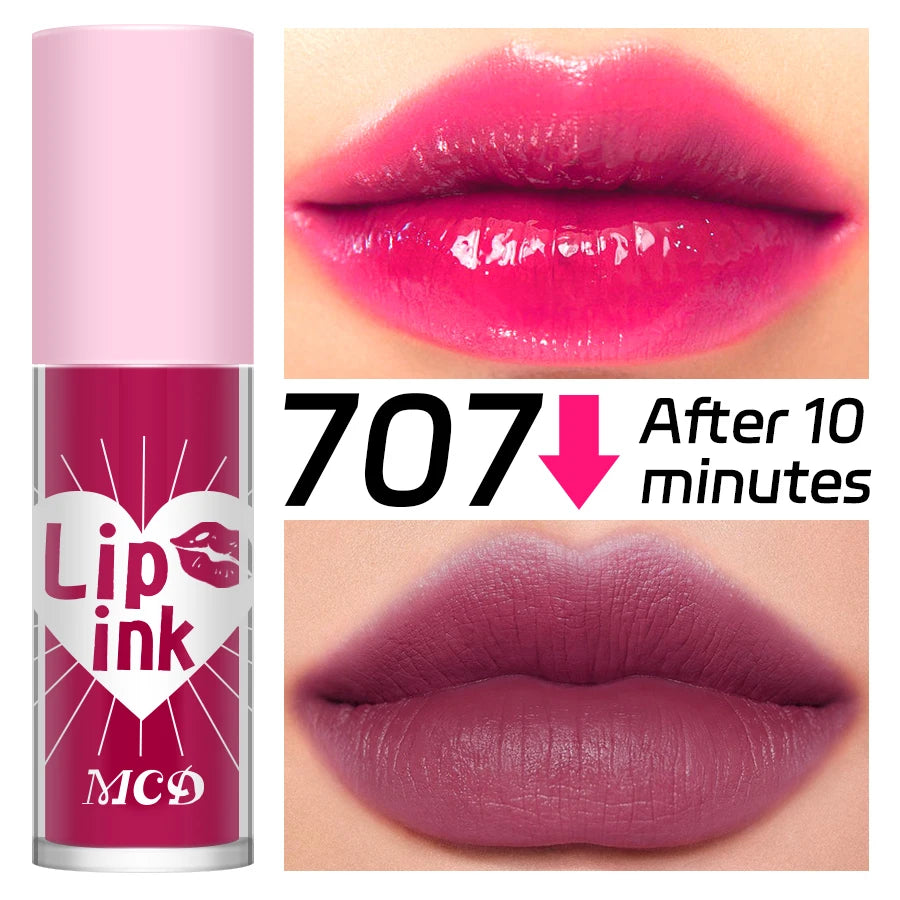 Waterproof Matte Lip Tint Long-lasting Glaze Sexy Plump Glow Oil Qme 707