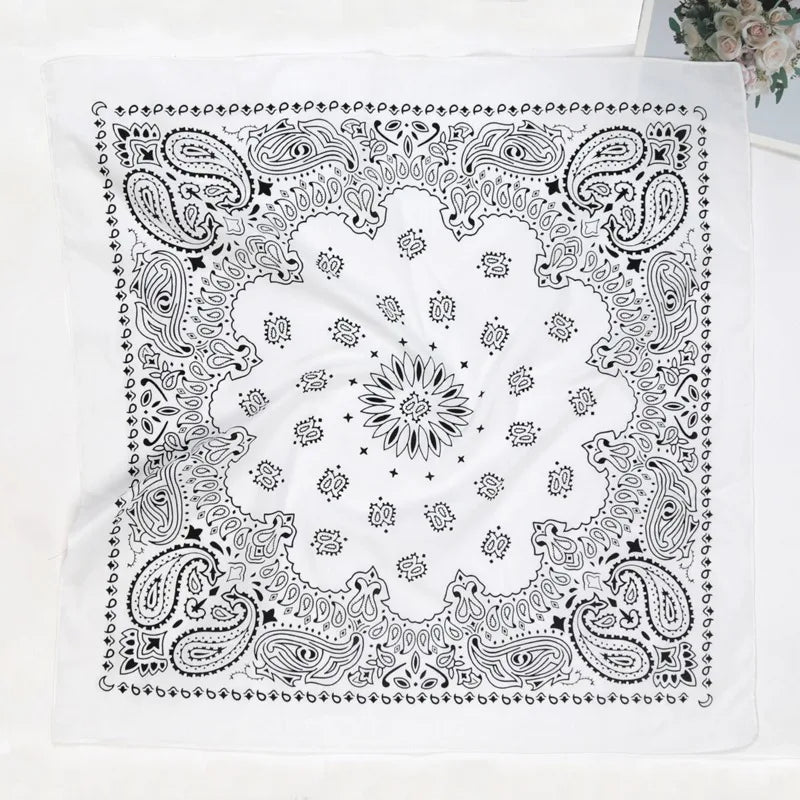 70 Unisex Women 100 Cotton Black Hip-hop Paisley Large Bandana Scarf Qme WHITE China Mainland