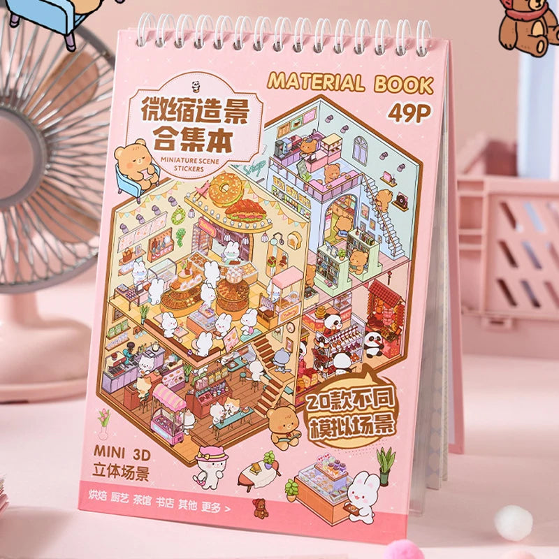 Sunny Town Series miniature scene creation sticker book for DIY handbook Students Back-to-school season Gifts Qme Sunny Town
