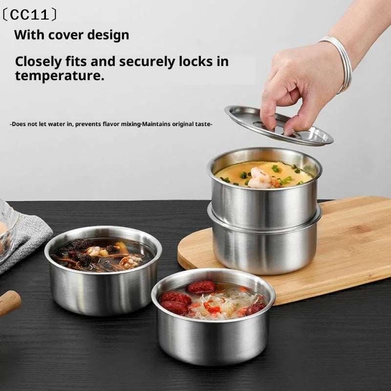 Stainless Steel Steamed Egg Bowl Ramen Rice Fruit Salad Stew Bowls Qme