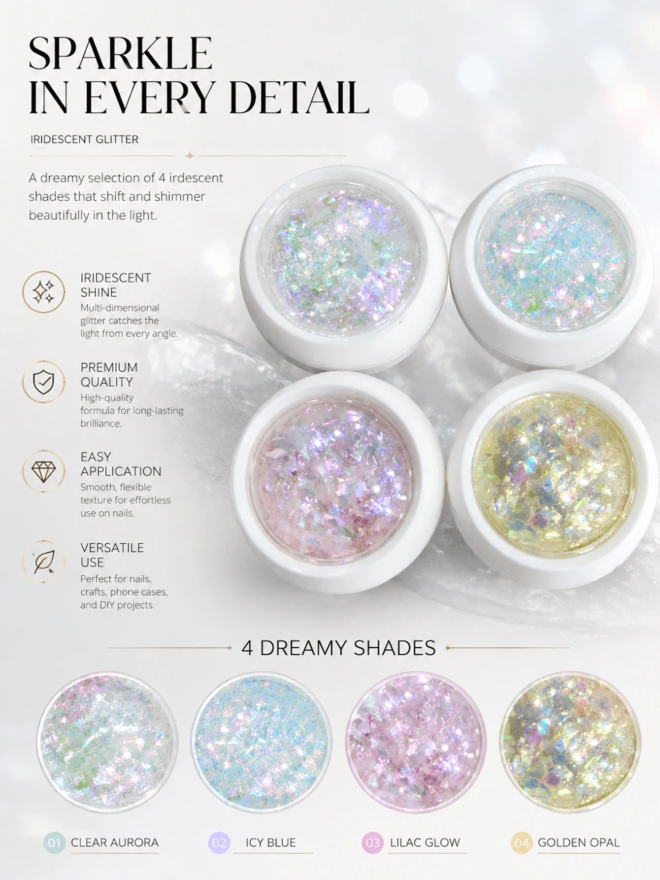 4 5 6 12 Magic Mirror Chrome Nail Powder Sparkling Glitter Decoration Qme Opal powder