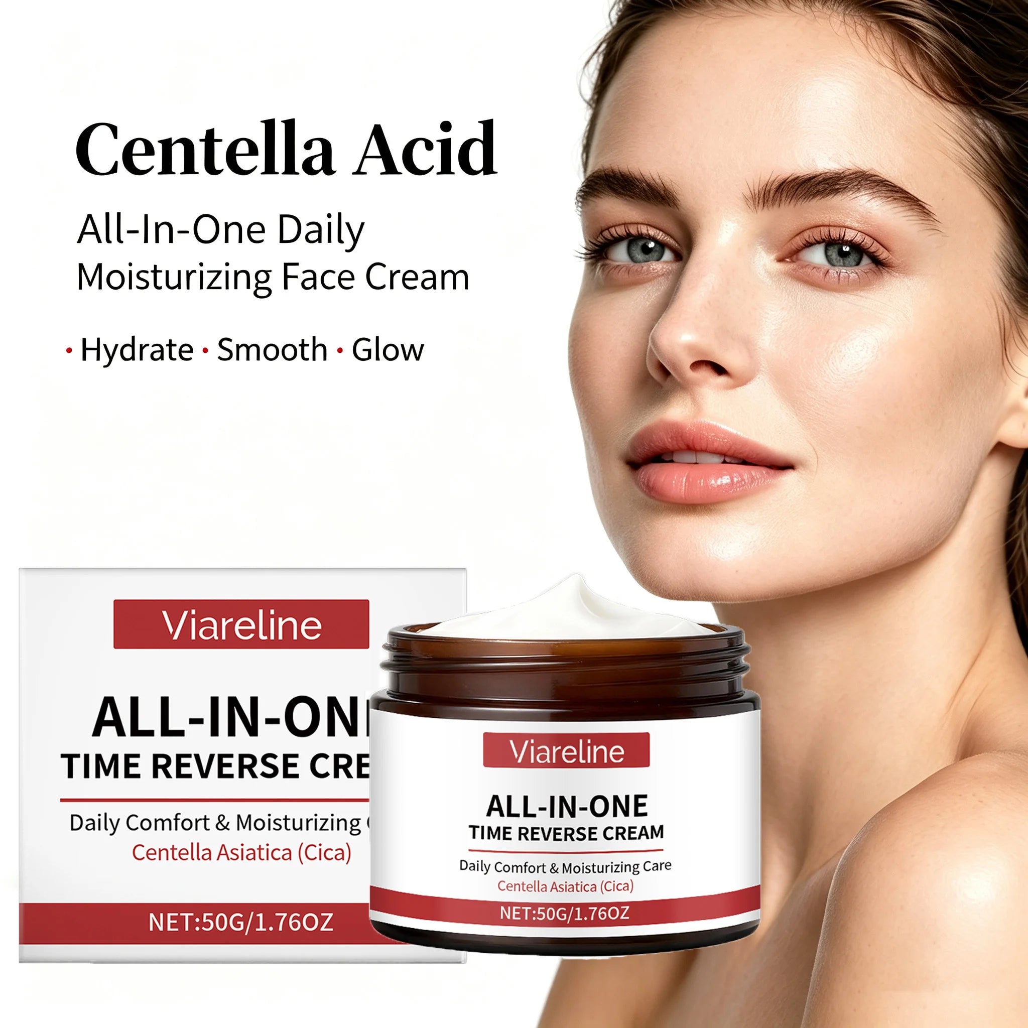 Centella Acid Time Reverse Cream All-In-One Daily Moisturizing Face Cream for Smooth Hydrated & Radiant-Looking Skin Face Cream Qme