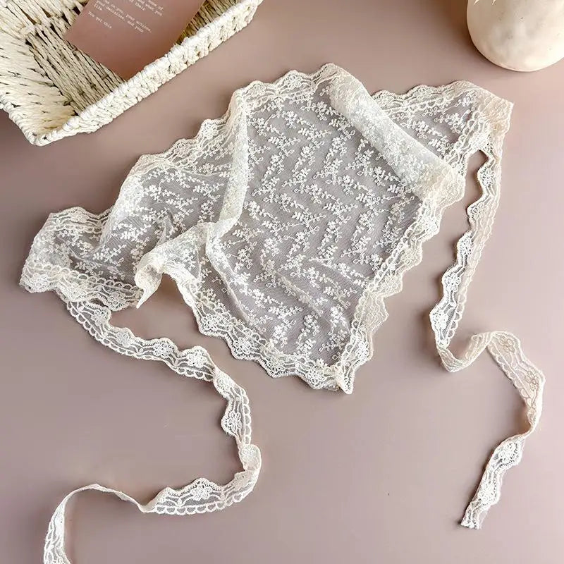 Vintage Boho Lace Trim Triangle Headscarf Multi-functional Qme A2