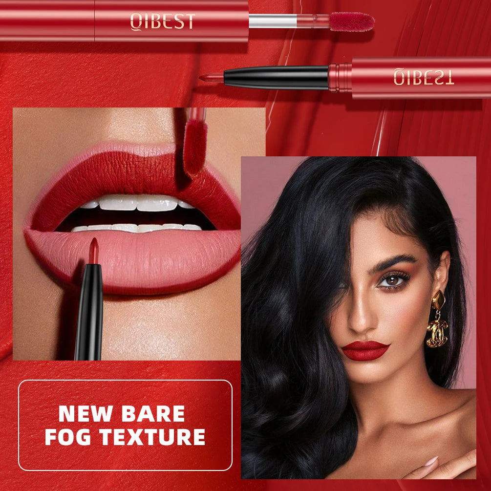 2 In 1 Double-end Lipgloss Lipliner Moisturizing Lipgloss Waterproof Long Lasting Matte Lip Liner Pen Makeup Lipliner 6 Colors Qme