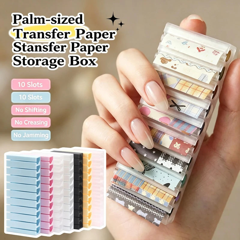 10 Grids Nail Transfer Foil Paper Storage Holder Roll-Up Nail Foil Stickers Space-Saving Manicure Tool Nail Art Accessories Qme