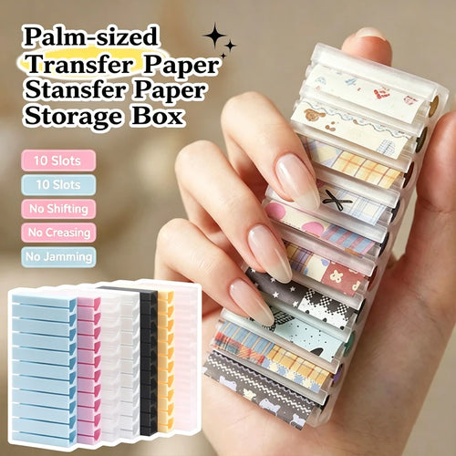 10 Grids Nail Transfer Foil Paper Storage Holder Roll-Up Nail Foil Stickers Space-Saving Manicure Tool Nail Art Accessories Qme