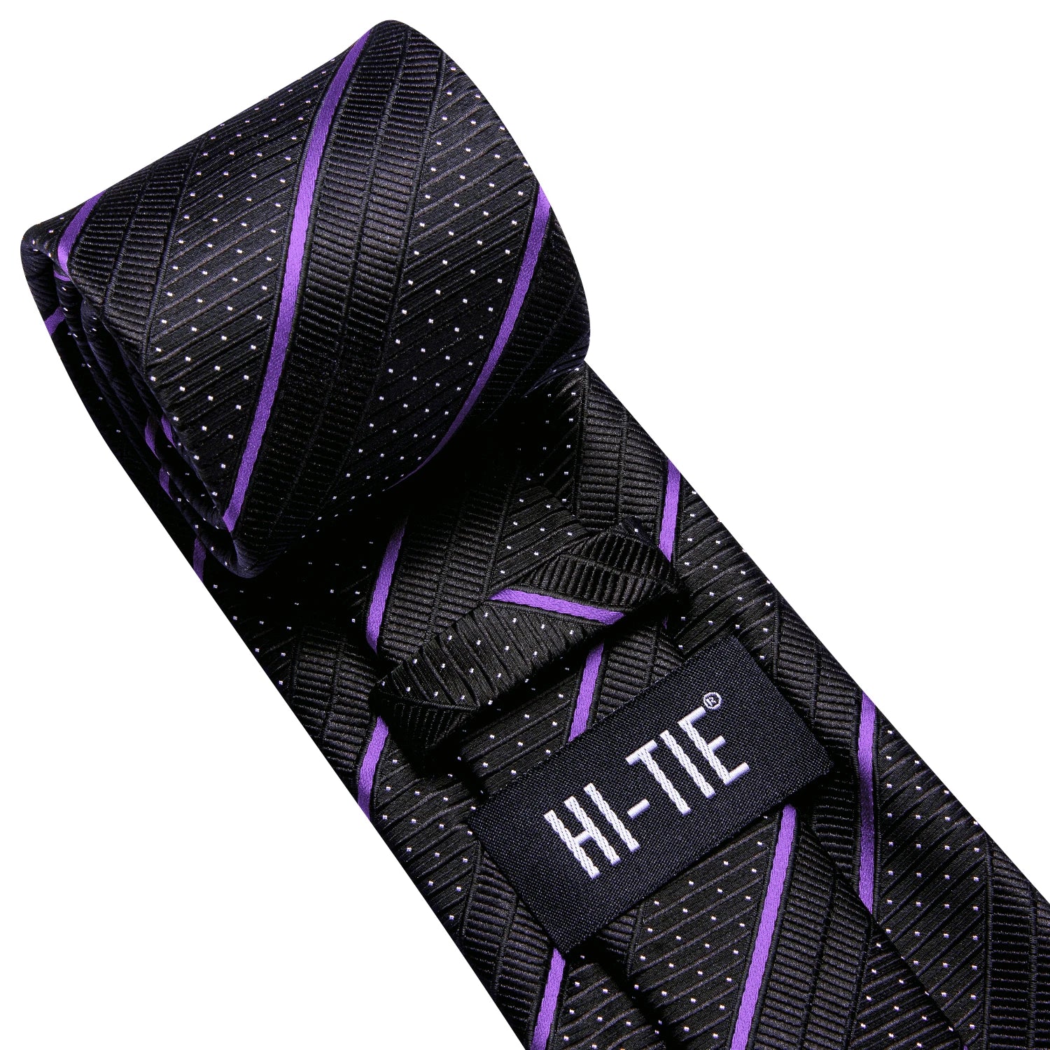 Hi-tie Striped Black Purple Red Green Men Elegant Necktie Hanky Qme