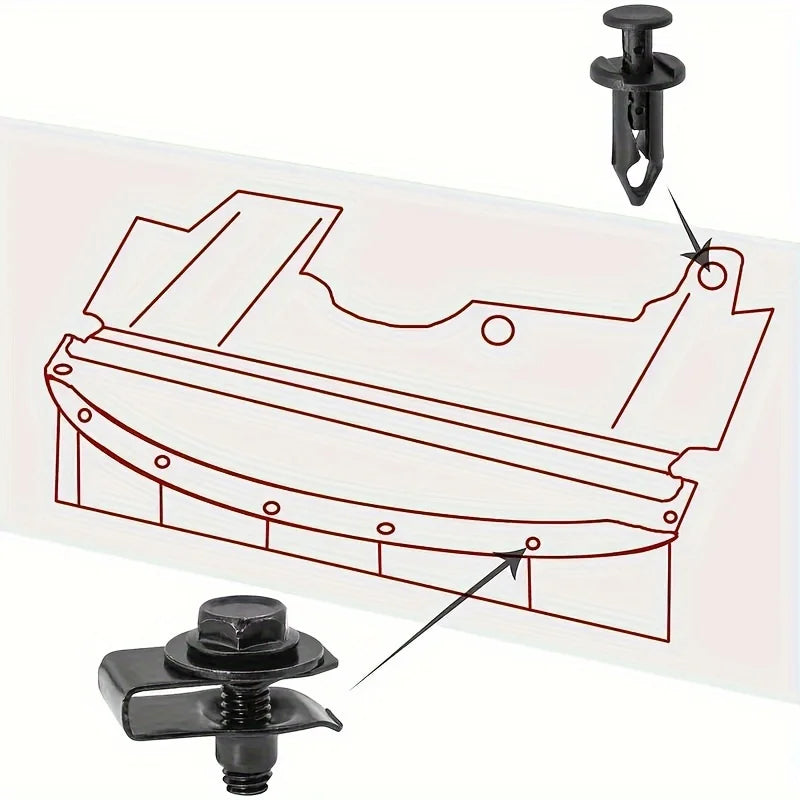 10 Pieces Set of Car Screw Clips, License Plate Frame Strips - Iron Material Qme