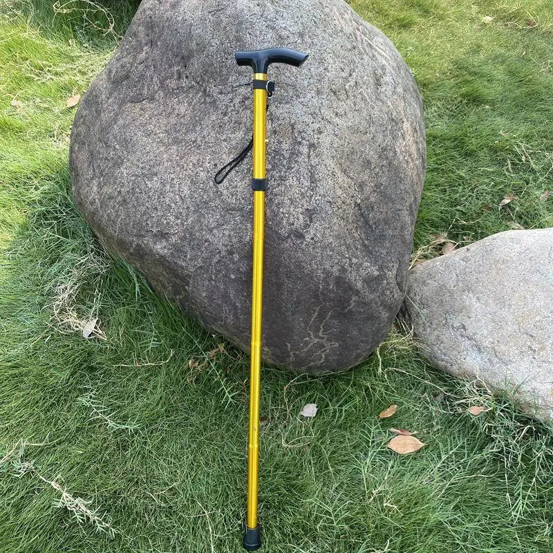 Telescopic Walking Stick Outdoor Hiking Trekking Poles Aluminum Alloy Qme Gold