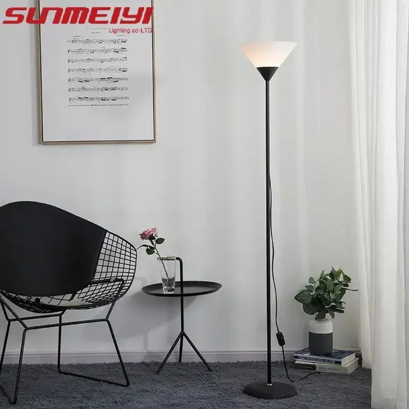 Nordic Minimalist and Fashionable Floor Lamp E27 Living Room Bedroom Study Bedside Modern Multifunctional LED Vertical Lamp Qme