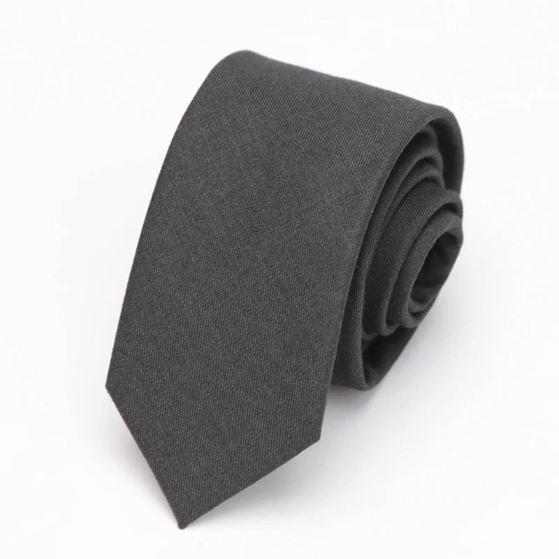 Men's Tie Cotton Black Solid Necktie Narrow Collar Slim Ties Wedding Business Casaual Party Suit Shirt Gift For Men Accessory Qme Dark Grey