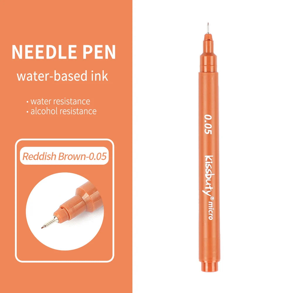 Micro-Pen Fineliner Pens,Color Pigment Liner Multiliner Archival Ink Micro Fine Point Pens for Sketching, Drawing, Journaling Qme 0.05-Reddish brown