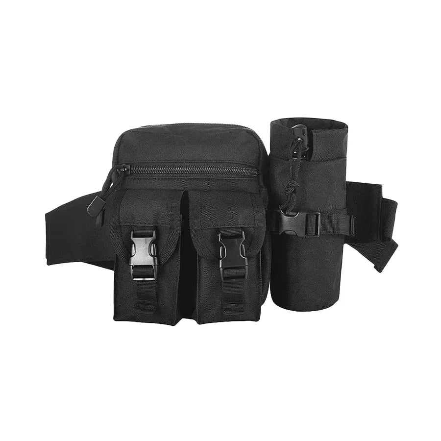 Multi-sport water bottle waist bag is detachable and suitable for outdoor sports such as mountaineering, camping, and hiking Qme black