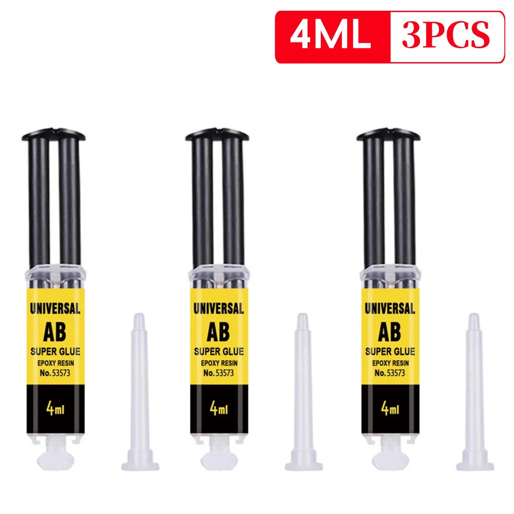 4/25ml Epoxy Resin AB Glue Waterproof Instant Fast Adhesive Repair Strong Super Liquid Glue for Wood Plastic Metal Glue Welding Qme 4ml 3PCS