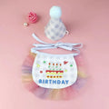 2-piece Pet Birthday Hat Scarf Set - Cute Embroidered Cat Headscarf - Checkered Pattern Lace Scarf Pet Party Supplies Decoration Qme Blue