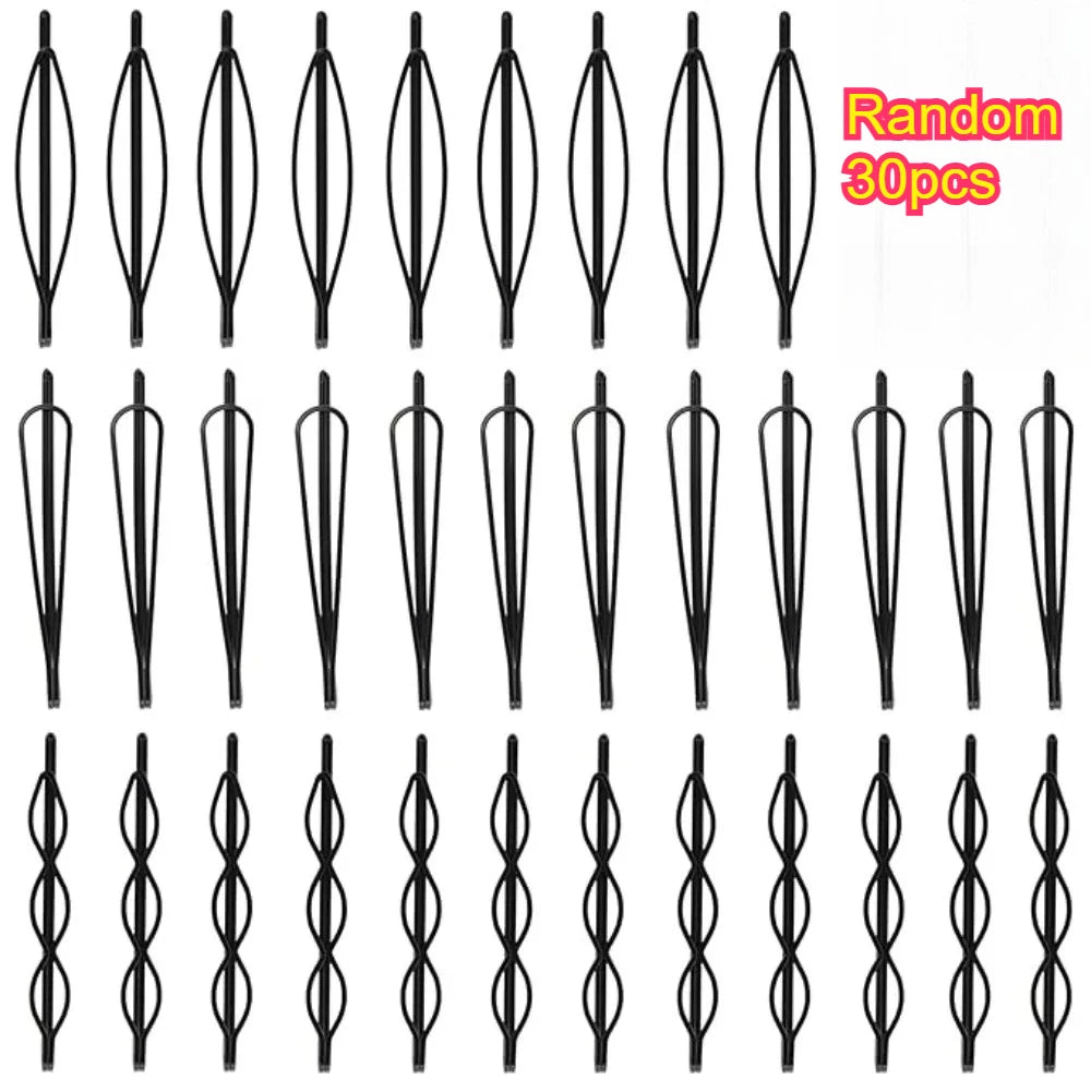 30Pcs Black Hollow Hair Clips, Strong Hold Bobby Pins For Women, Daily Styling Accessories Qme Random 30pcs