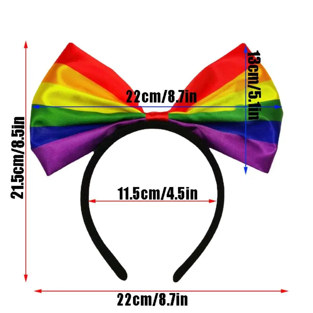 Colorful Rainbow Bowknot Hair Hoop Fabric Art Beautiful Bow Headband Qme