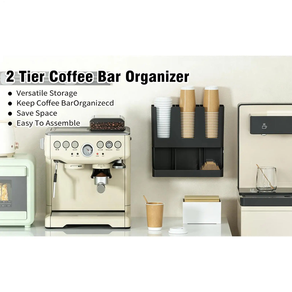 Coffee Station 6-Compartment Wall Mount Holder Up Cup Organizer Pods Qme