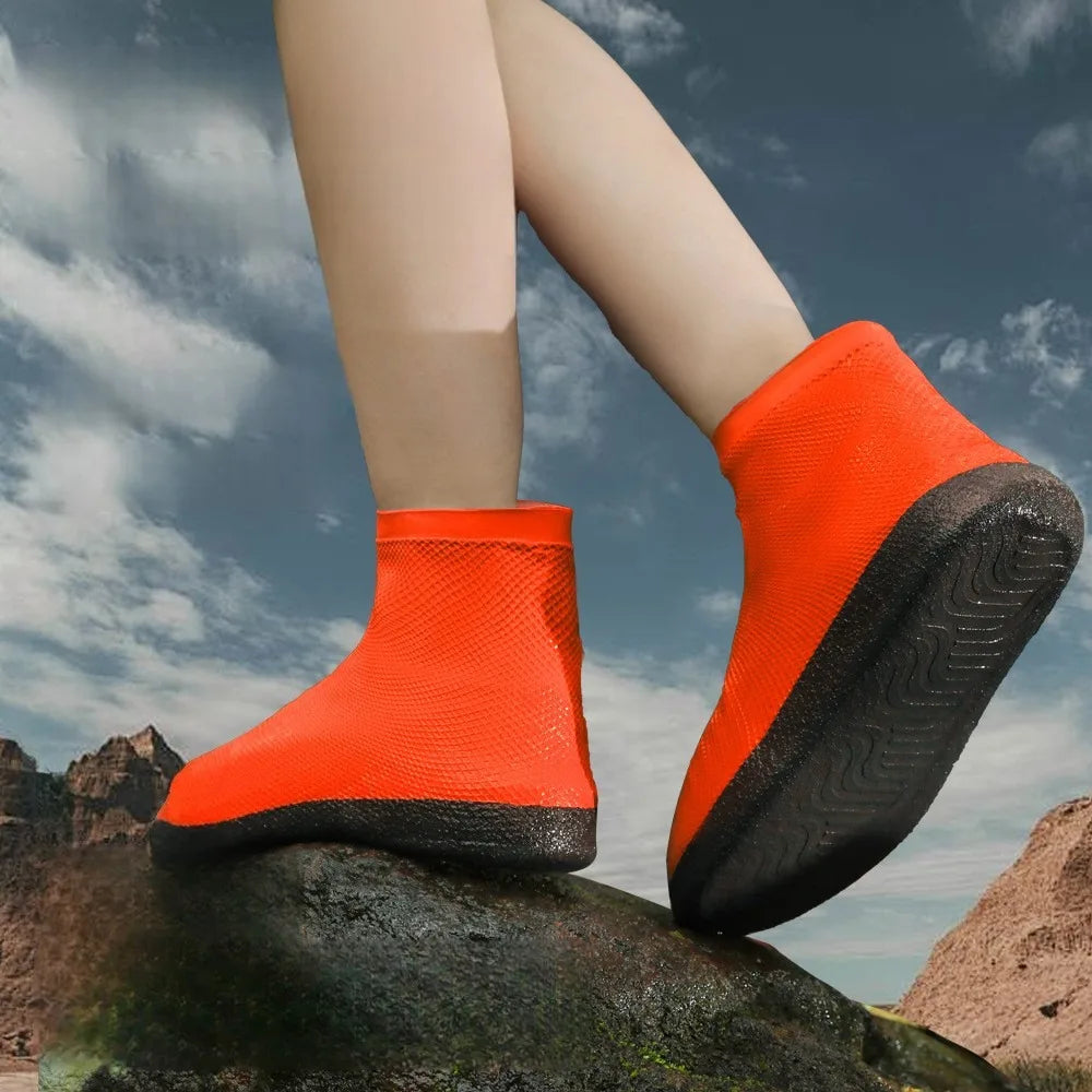 1 Pair Latex Waterproof Shoe Covers Anti-slip Reusable Outdoor Travel Qme