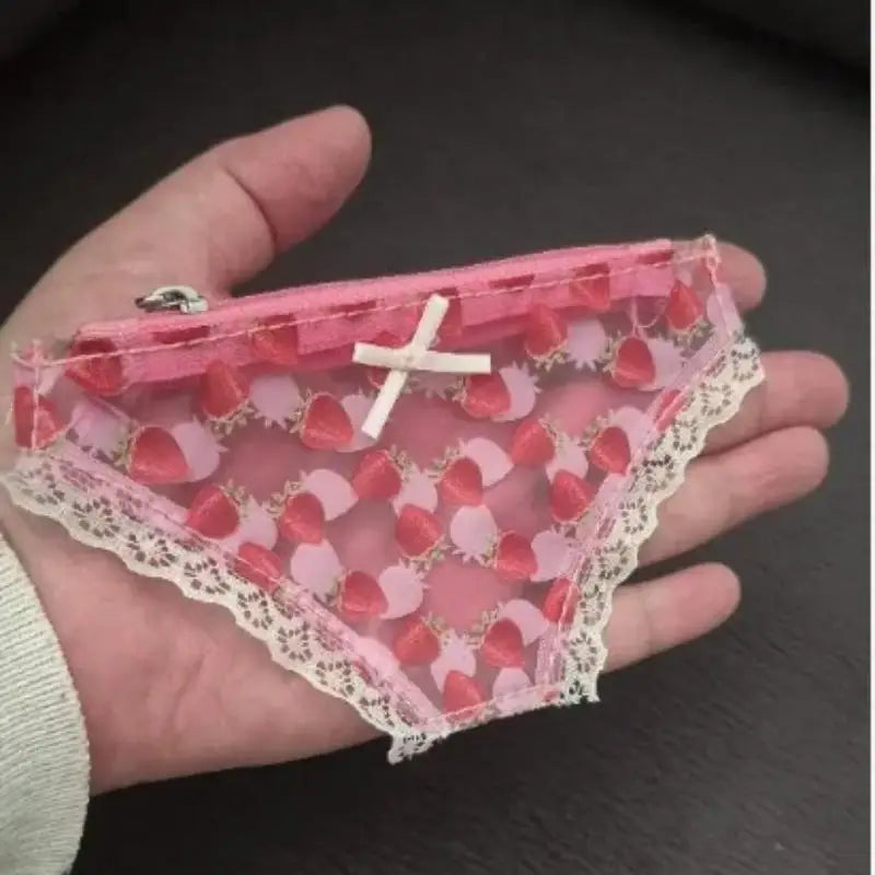 Zipper Strawberry Makeup Bag Great Party Birthday Present Cute Lace Qme