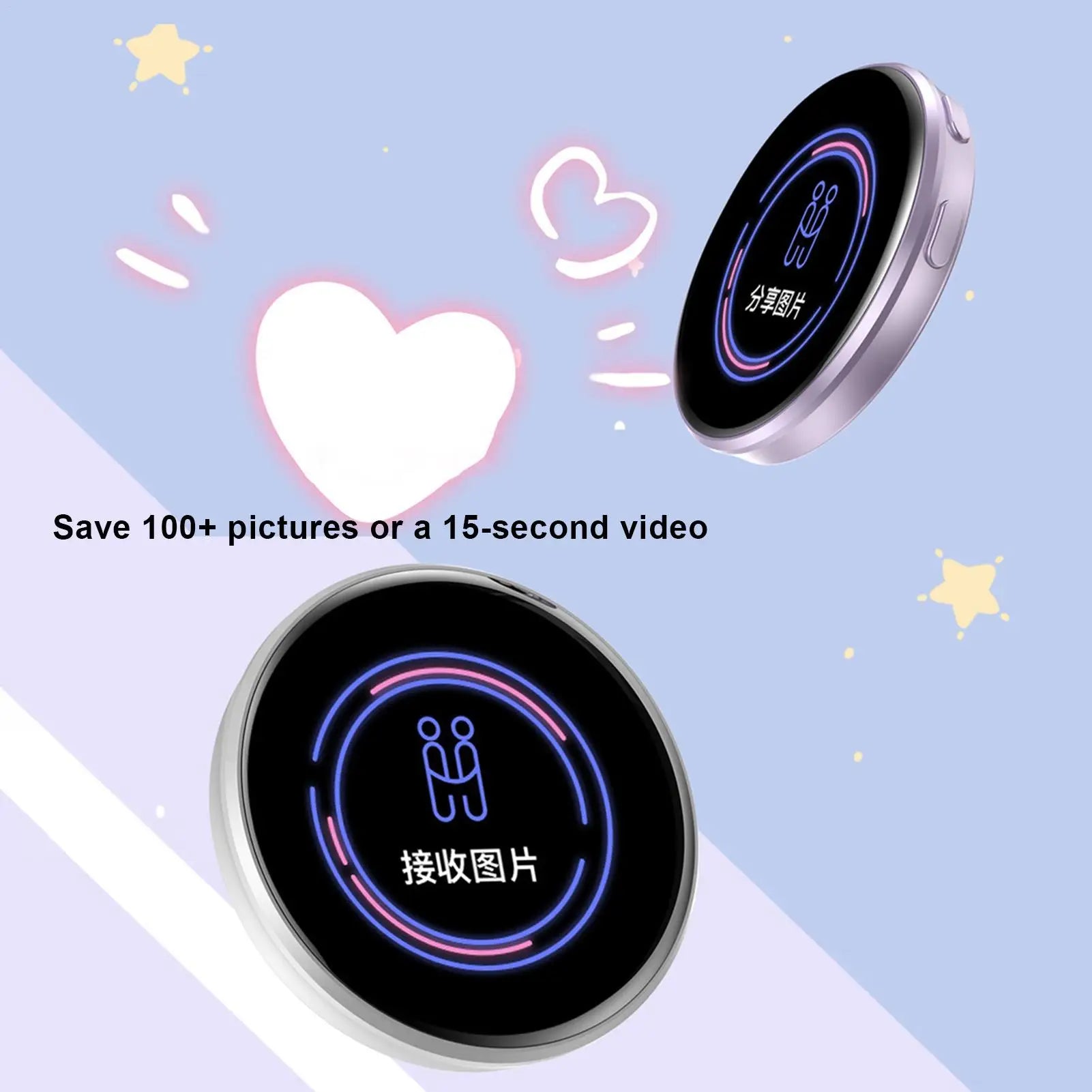 Digital Badge 1.7inch HD Pixel Screen Cute Name Tag 600mAh Electronic Anime Pins 18H Battery for Fans Photo Video Service Qme