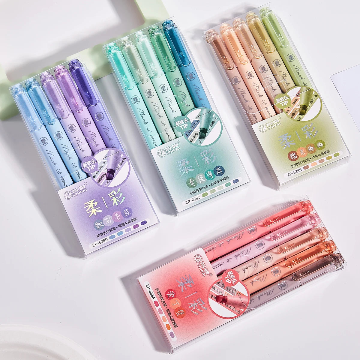 5Pcs/set Pastel Highlighters Marker Colors Fluorescent Hook Pen Colored Mark Pen Japanese Stationery School Supplies Kawaii Qme 4 boxs mix