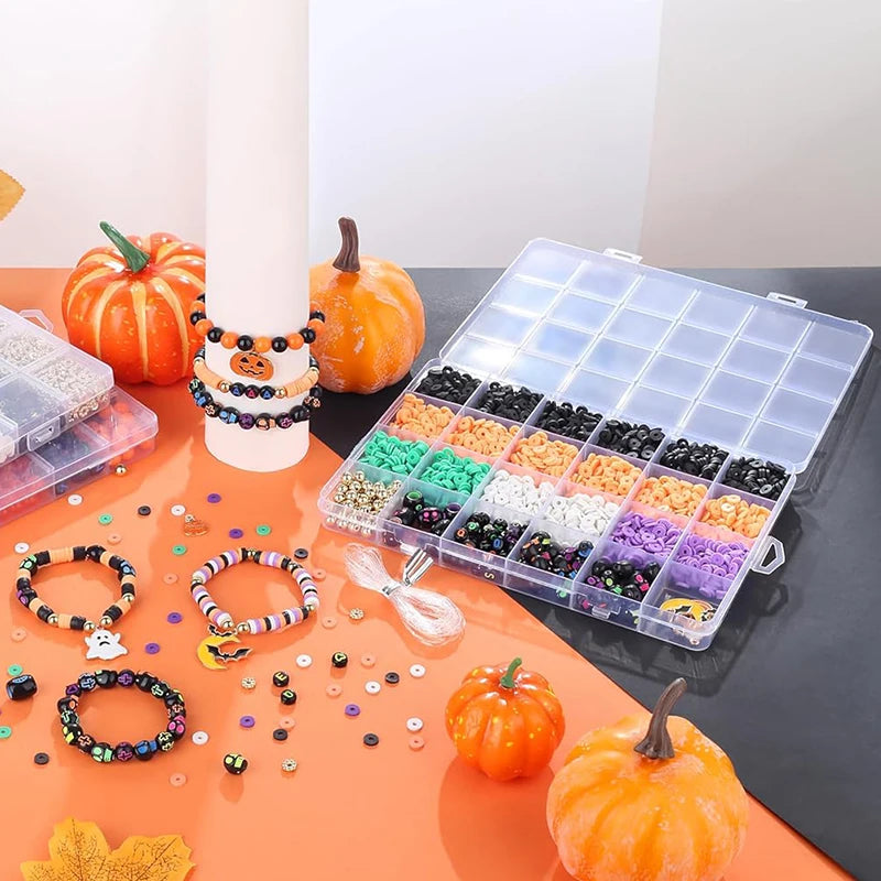 Halloween Clay Beads Kit Friendship Black Letter Bracelet Making Kit with Varieties of Charms for Jewelry Making DIY Crafts Qme