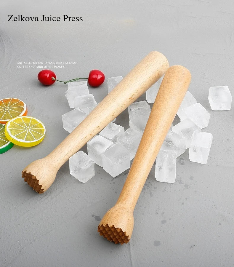 2-Pc Beechwood Muddler Cocktail Muddler Wooden Muddler for Drinks Ice Muddler for Cocktail Milk Tea Mixing Stirring Crushing Ice Qme