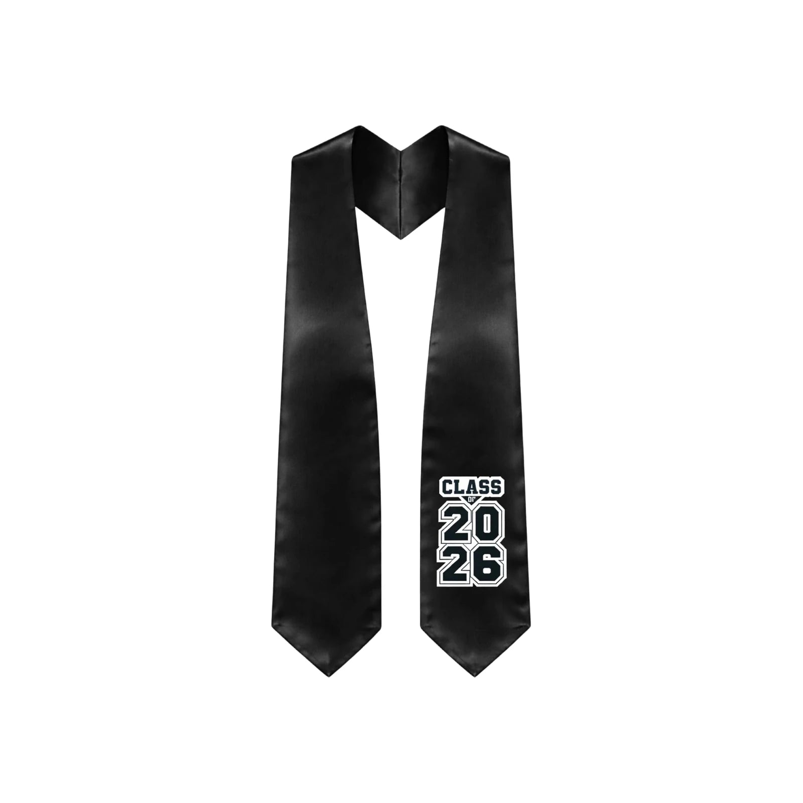 Graduation Stole Sash Satin Plain Stole Bachelor Gown Scarf Unisex Classic Black and White Adult Graduation Apparel Accessories Qme Black