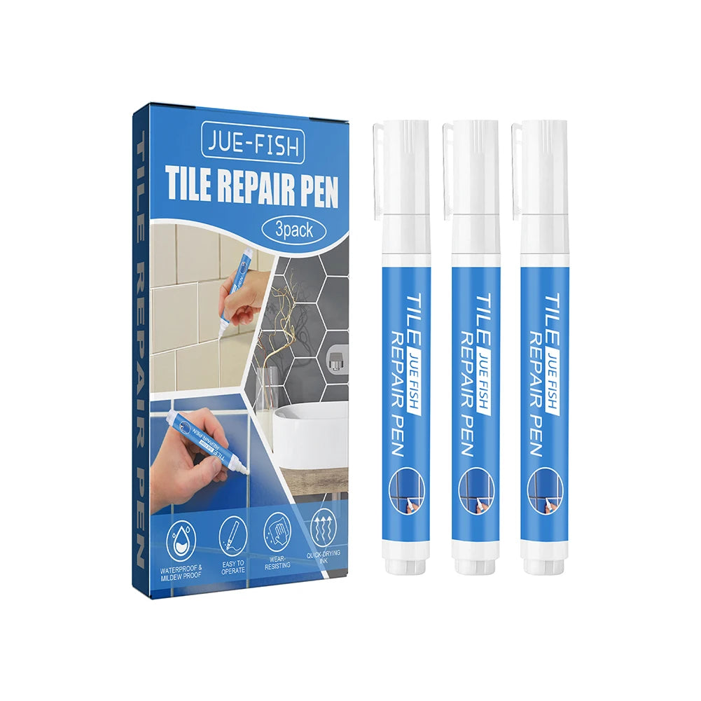 3pcs Grout Pen White Tile Paint Marker Mildew-proof Grout Filler Pen Safety Tile Repair Beauty Pen for Restoring Tile Wall Floor Qme