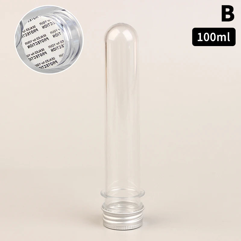 30 40 PET Test Tube Bottle Transparent Cylindrical Plastic Refillable Qme 100ml B