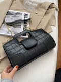 Retro Small Square Hobo Bag Chic Chain Strap Crossbody Versatile Fall Qme black