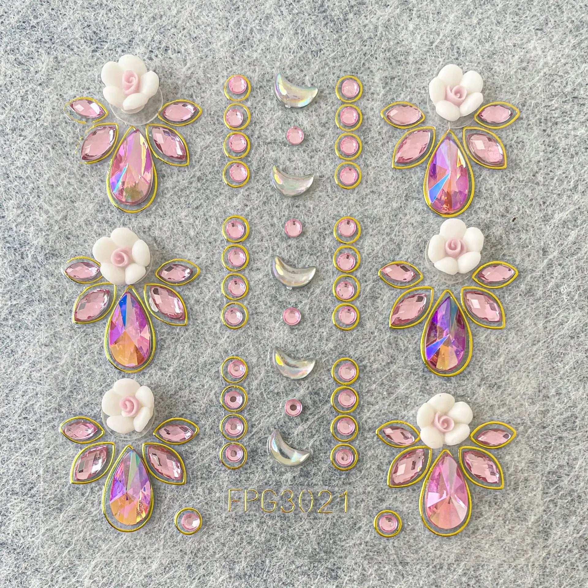 1 Sheet 3D Bling Face Rhinestone Sticker Blue Acrylic Gem Gold Qme 2