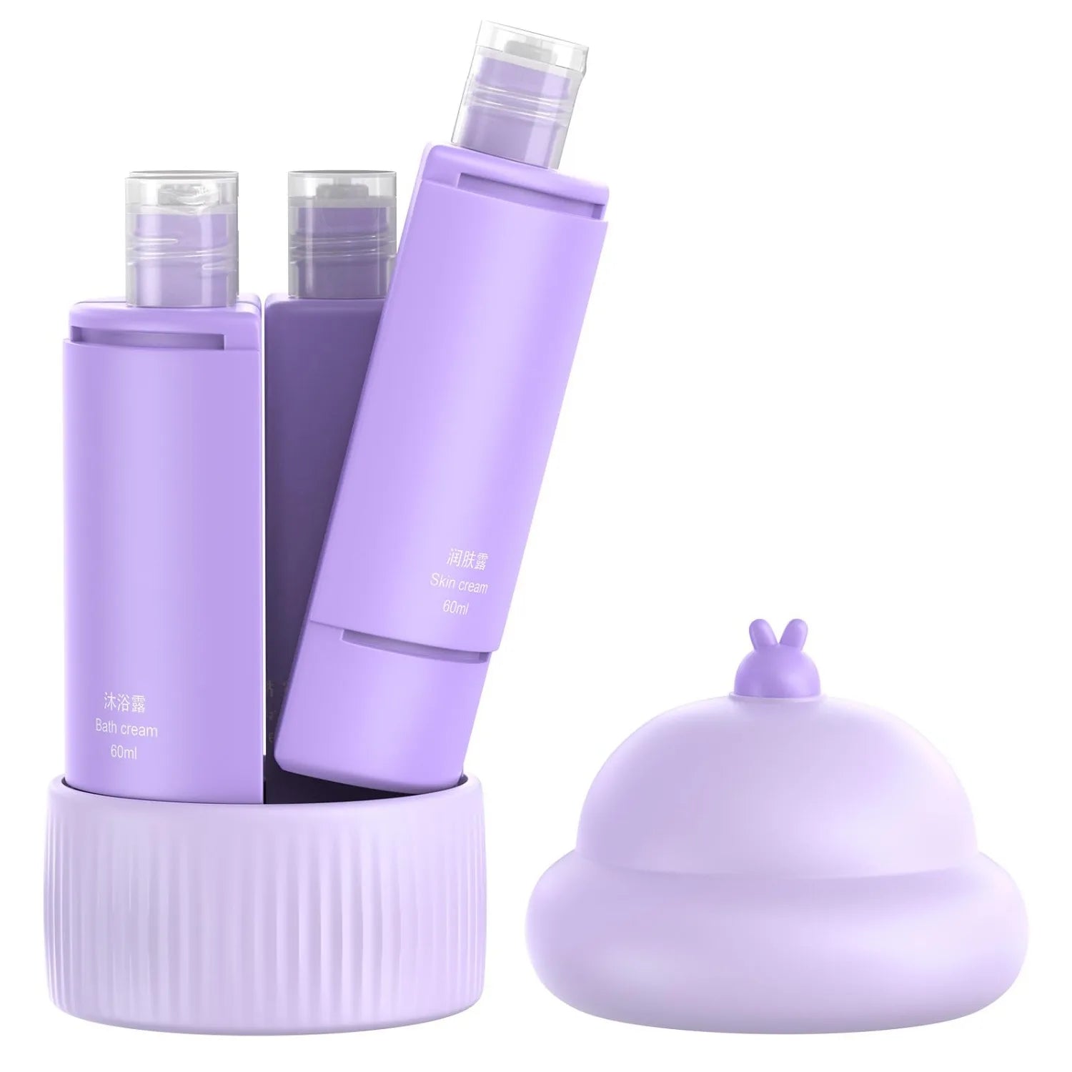 1 Travel Dispenser Bottle Leak Proof Refillable Bottles Shampoo Qme Purple