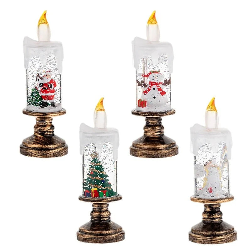 Christmas Snow Globe Lamp Cartoon Candle Light Creative Crystal Ball Qme