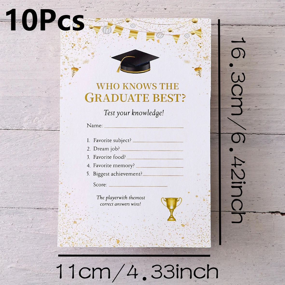 10/20/30Pcs Graduation Bunting, Hats, Trophies Style Games Card Tabletop Game for Students Grad Celebration Supplies Qme 10Pcs