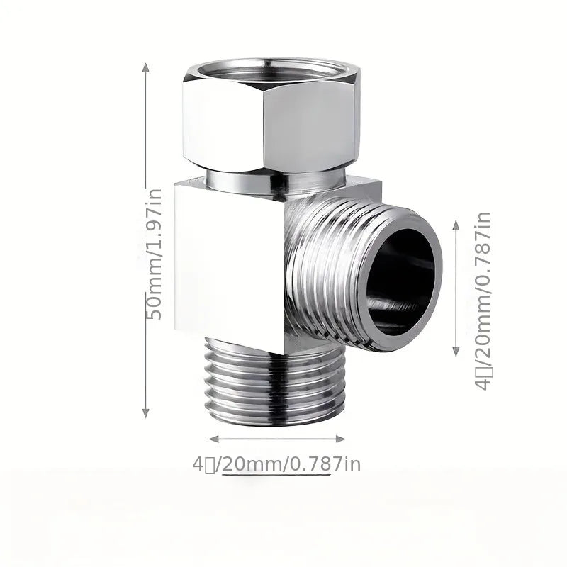 3 Way T Shape Water Splitter Valve Stainless Steel Angle Valve Adapter Qme