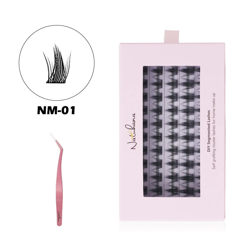 NATUHANA 20D 30D 40D 50D 60D 80D Cluster Eyelashes DIY Individual Qme NM01 5rows Mix11-13 1