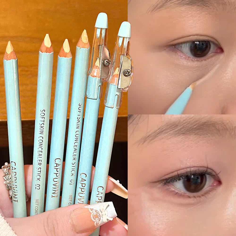 Waterproof Concealer Brightening Pencil Soft Smooth Nude Beige Cover Dark Circles Acne Anti Sweat Base Makeup Before Foundation Qme