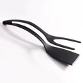2-in-1 Silicone Egg Flipper Tongs Non-stick Spatula Fish French Toast Qme black