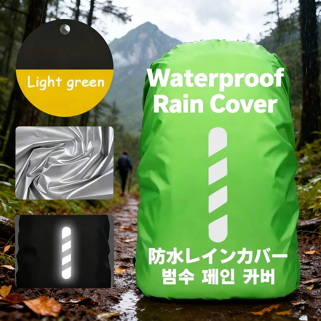 Reflective Waterproof Backpack Rain Cover Outdoor Sport Cycling Night Safety Light Raincover Case Bag Cover for Hiking Camping Qme