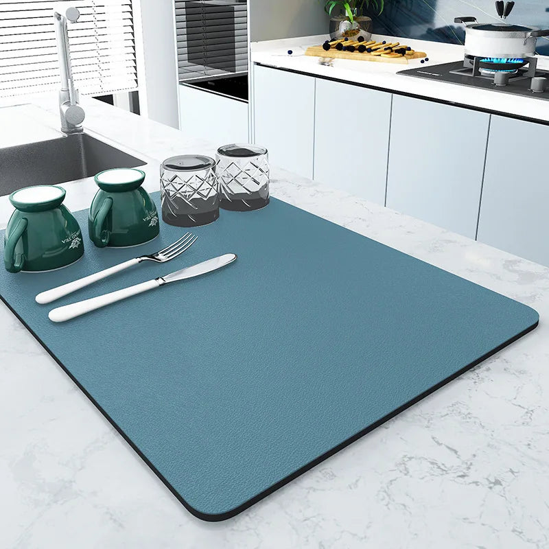 Super Antiskid Large Kitchen Absorbent Draining Mat Super Absorbent Draining Coffee Dish Drying Mat Quick Dry Bathroom Drain Pad Qme Green 30x40 cm