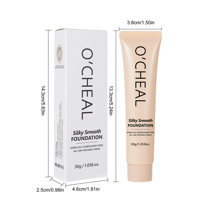 Silky Soft Liquid Foundation Lightweight Waterproof Sweat Resistant Qme