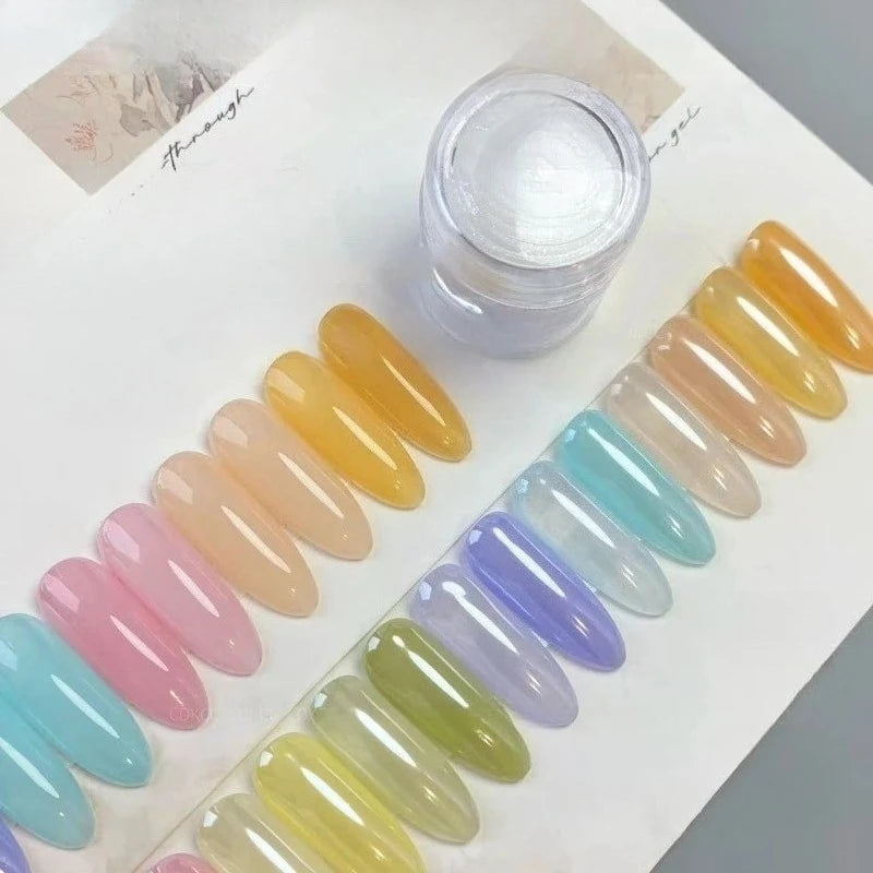 New 1pcNail Mirror Aurora Glitter Crystal Powder Bright Moonlight Pearl White Buffing Powder DIY Manicure Highlight Shimmer Dus Qme