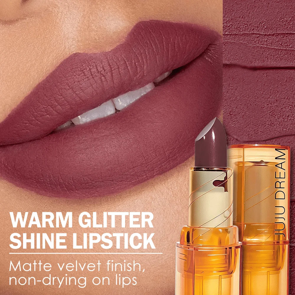 JUJU DREAM Amber Transparent Tube Matte Lipstick Retro Grape Purple Qme