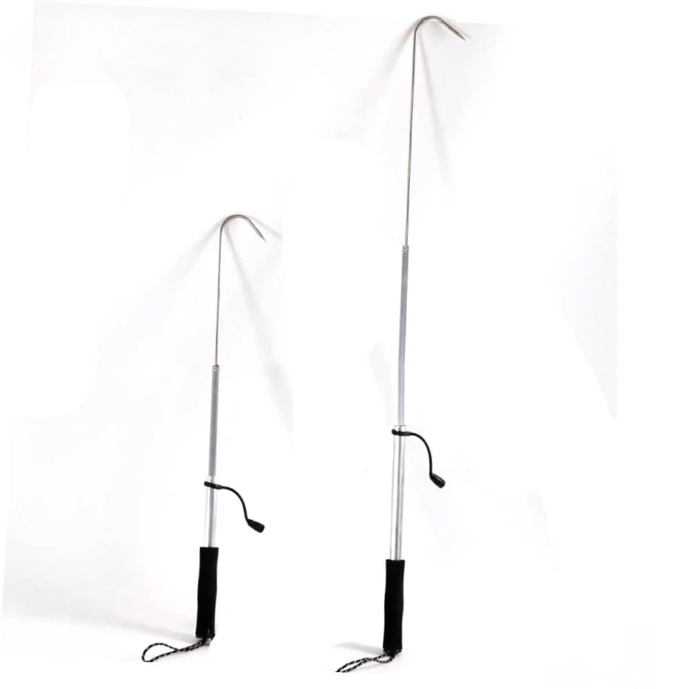 Telescopic Fish Gaff Stainless Steel Ice Sea Fishing Spear Hook Flexible Fishing Gaff Holder Spear Hook Gripper Tool Accessories Qme