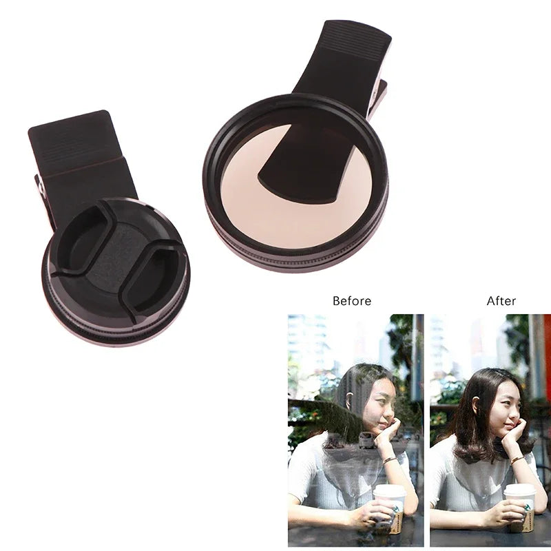 Universal Clip Portable Professional Phone Polarizer Wide Angle Lens Qme